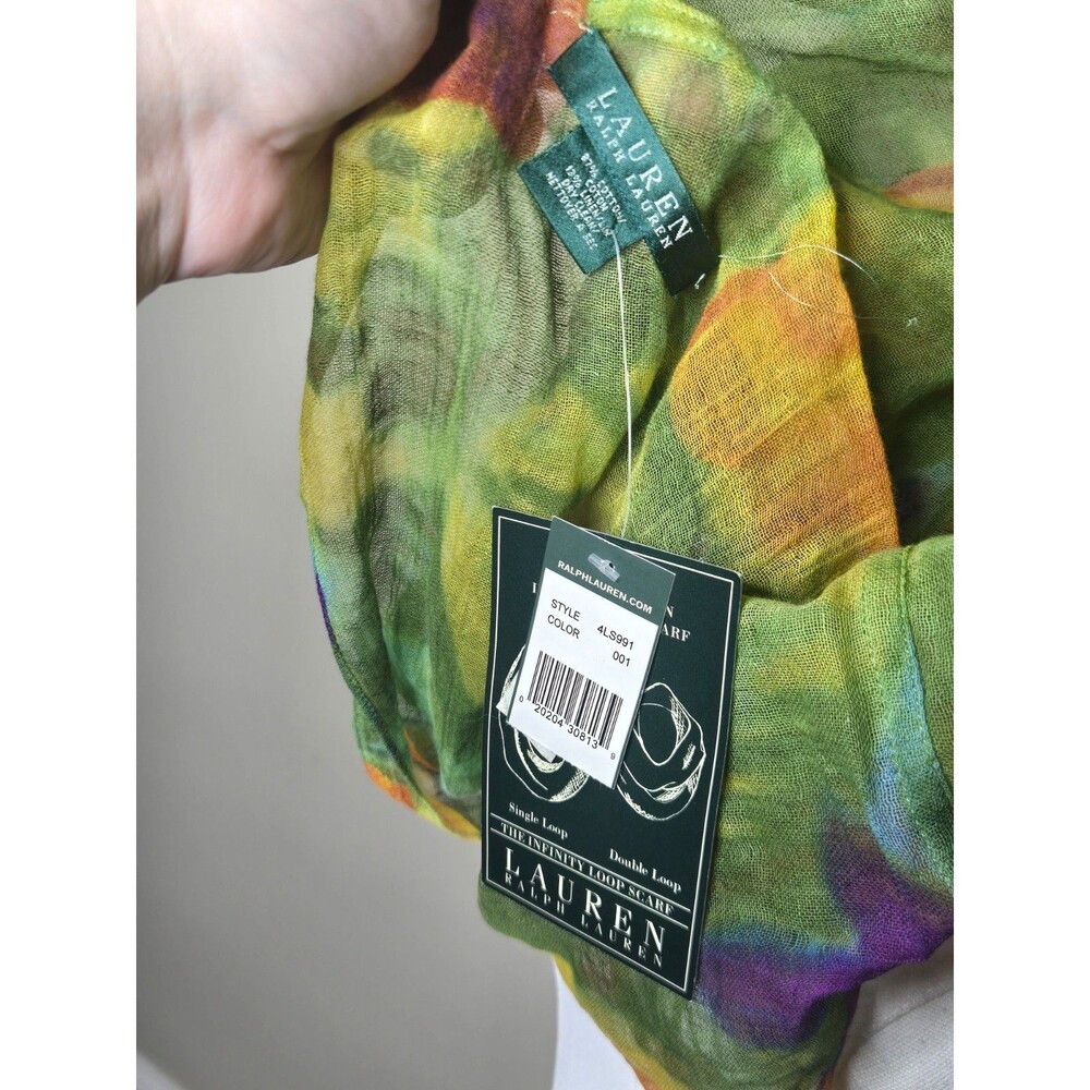Lauren Ralph Lauren Infinity Loop Scarf Cotton Linen Boho Dopamine NWT - Picture 2 of 6